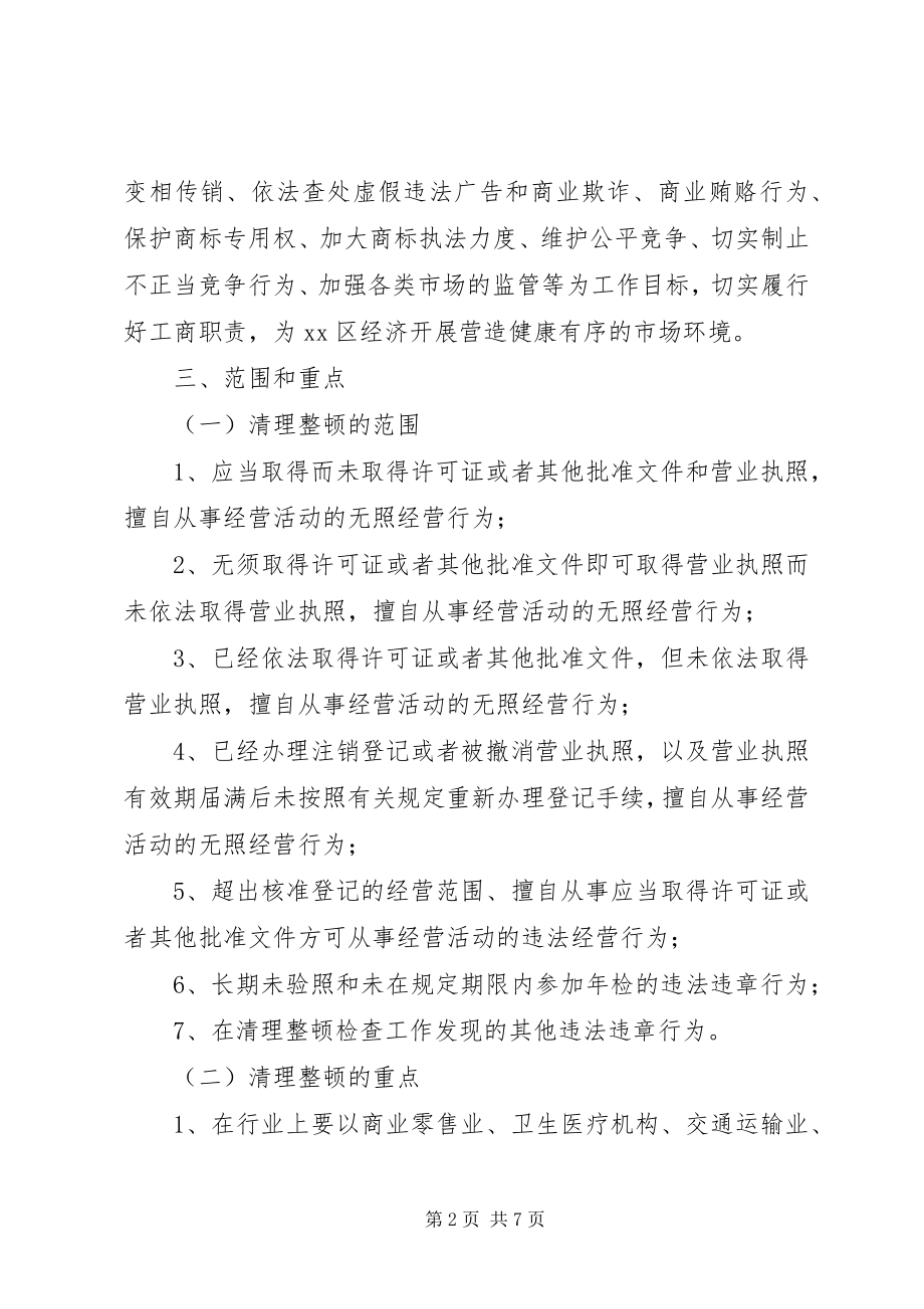 2023年区工商行政管理局清理整顿无照经营行动工作方案.docx_第2页