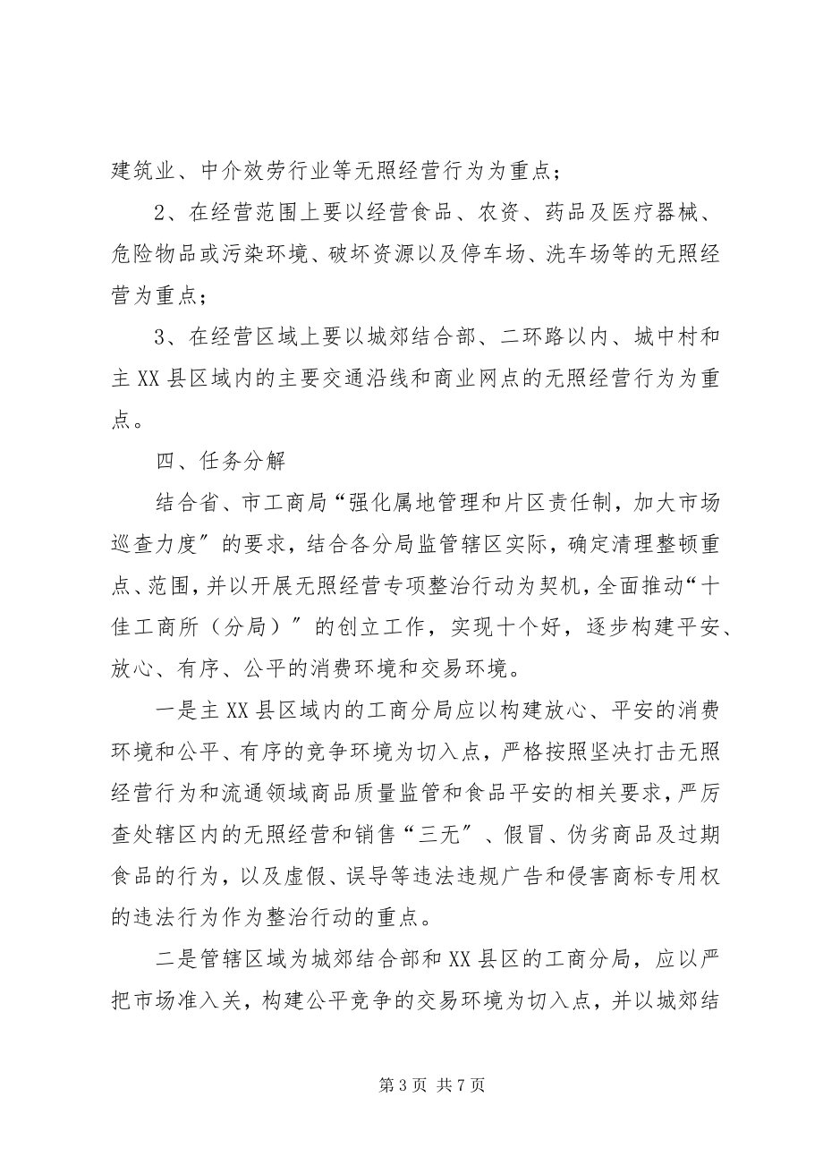 2023年区工商行政管理局清理整顿无照经营行动工作方案.docx_第3页