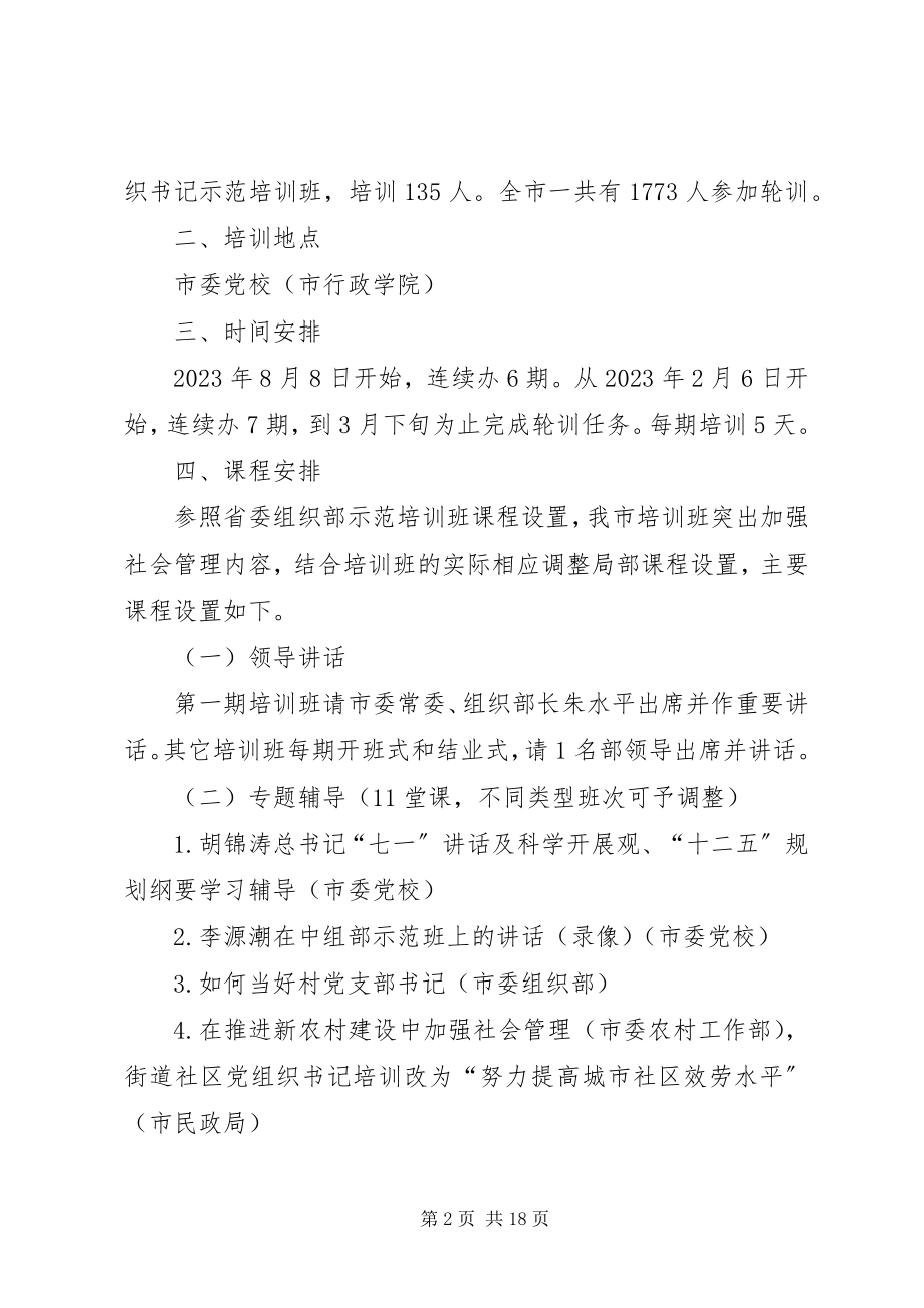 2023年全市村社区非公有制企业党组织书记加强社会管理集中轮训工作方案.docx_第2页