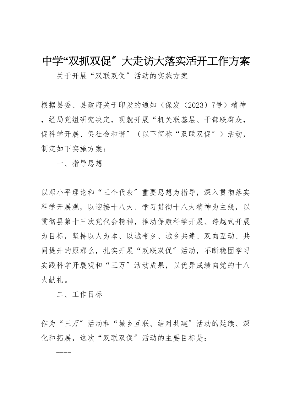 2023年中学双抓双促大走访大落实活动工作方案 4.doc_第1页