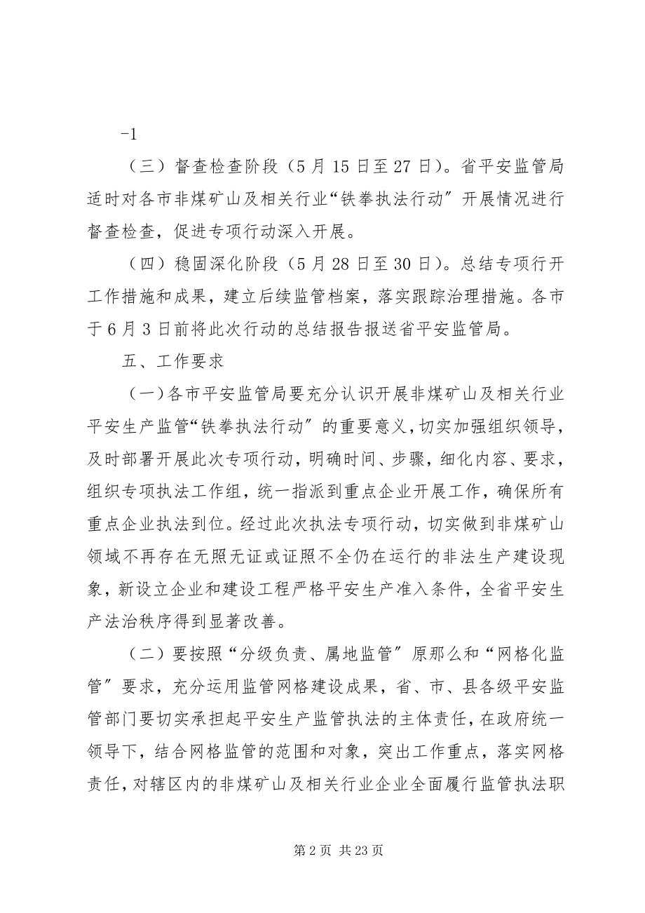 2023年全省非煤矿山及相关行业安全生产监管“铁拳执法行动”工作方案.docx_第2页