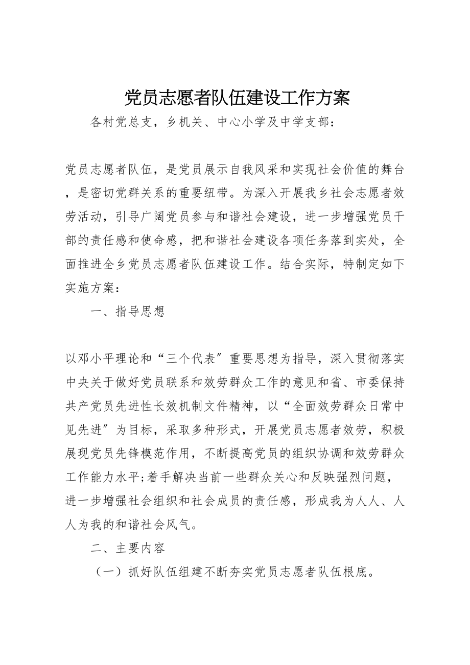 2023年党员志愿者队伍建设工作方案.doc_第1页