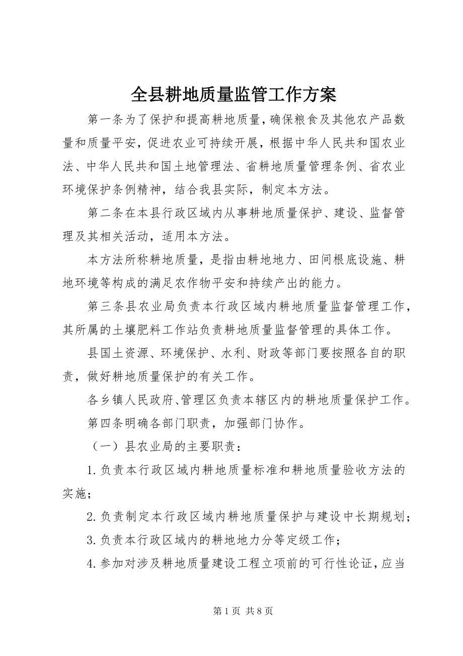 2023年全县耕地质量监管工作方案.docx_第1页