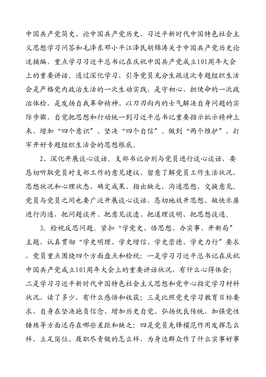 2023年公司党史学习教育专题组织生活会工作方案集团公司企业参考.docx_第2页