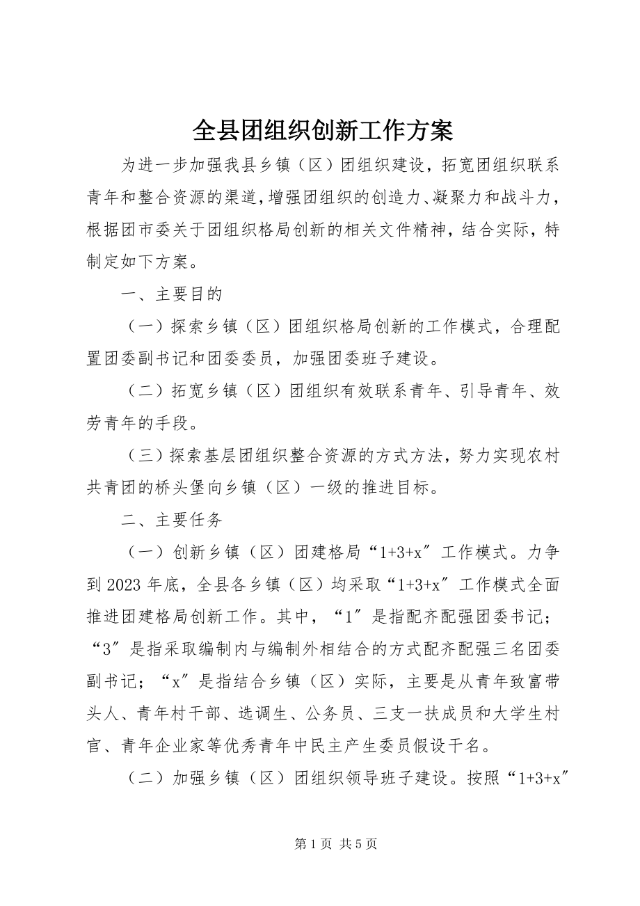 2023年全县团组织创新工作方案.docx_第1页