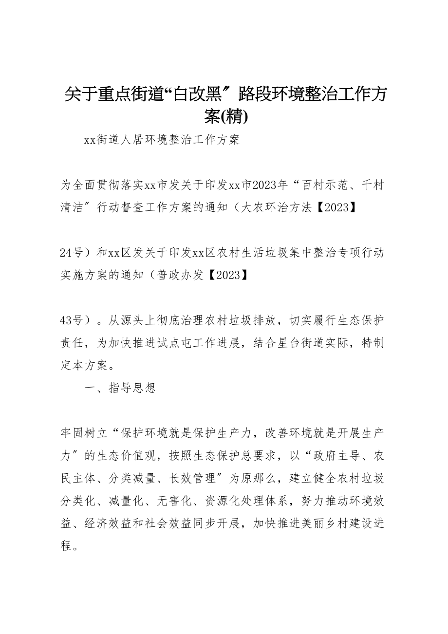 2023年关于重点街道白改黑路段环境整治工作方案 3.doc_第1页