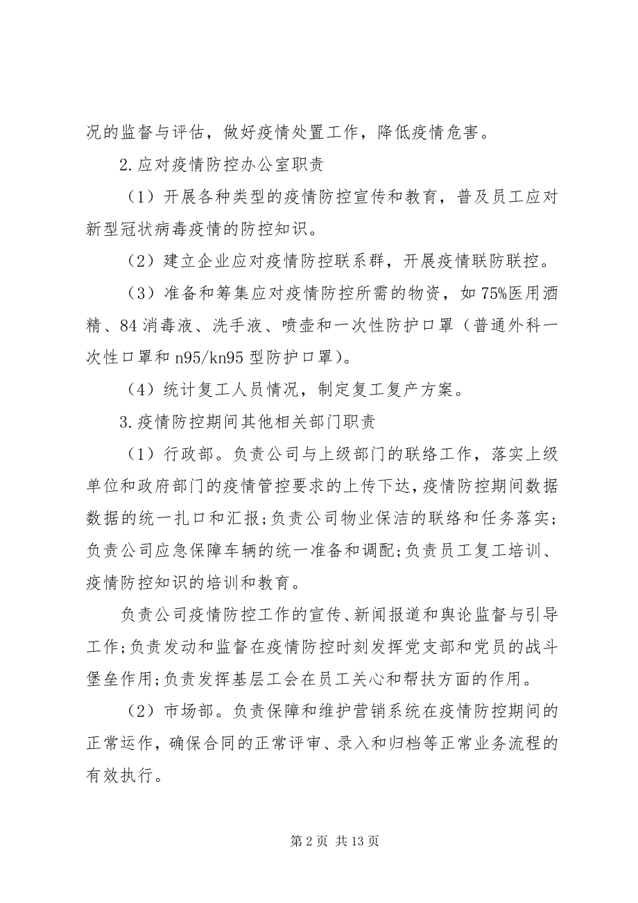 2023年公司疫情防控工作方案及复工安排.docx_第2页