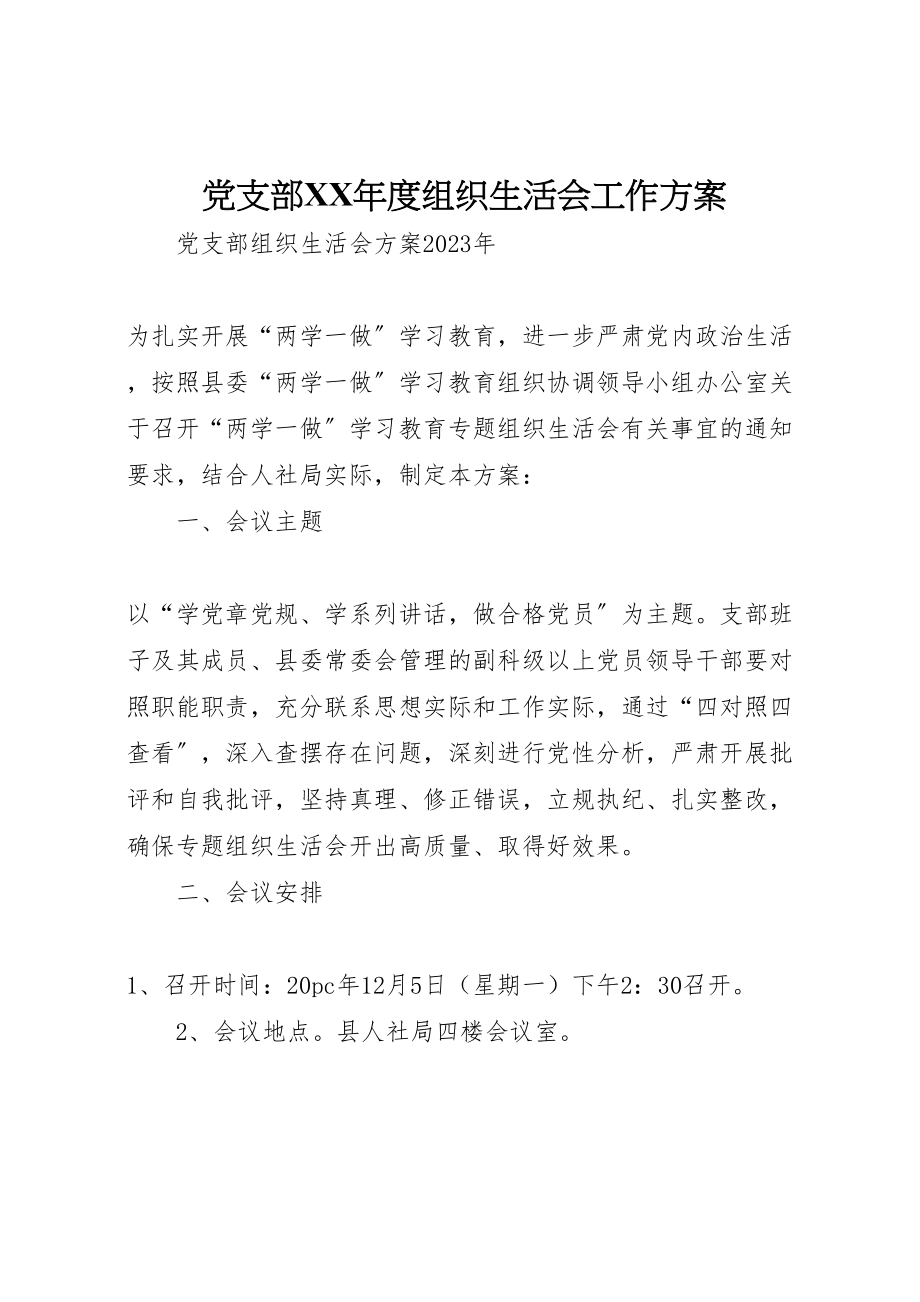 2023年党支部年度组织生活会工作方案 4.doc_第1页