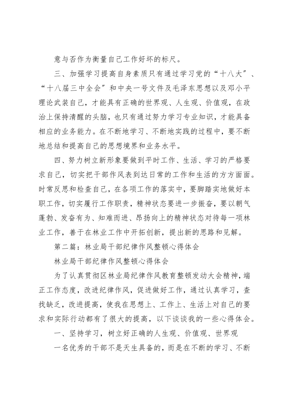 2023年xx某年林业局干部纪律作风整顿心得体会新编.docx_第3页