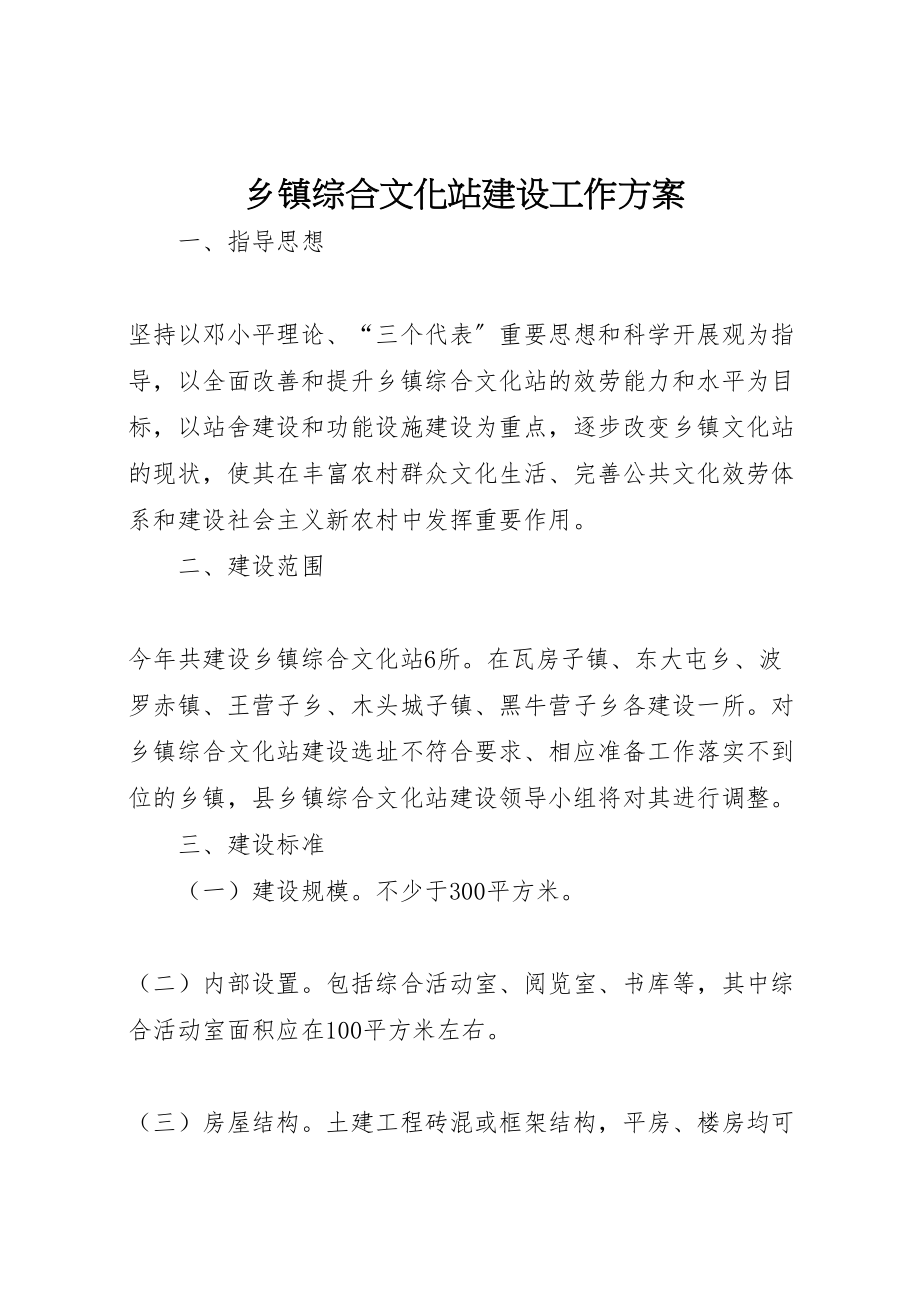 2023年乡镇综合文化站建设工作方案.doc_第1页