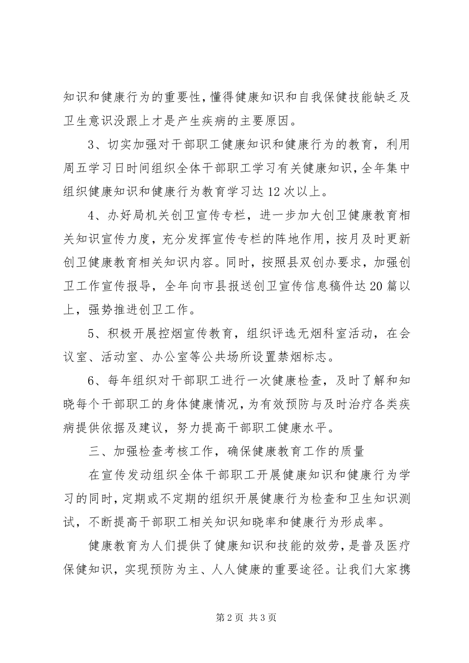 2023年X局创建省级卫生县城健康教育工作方案新编.docx_第2页