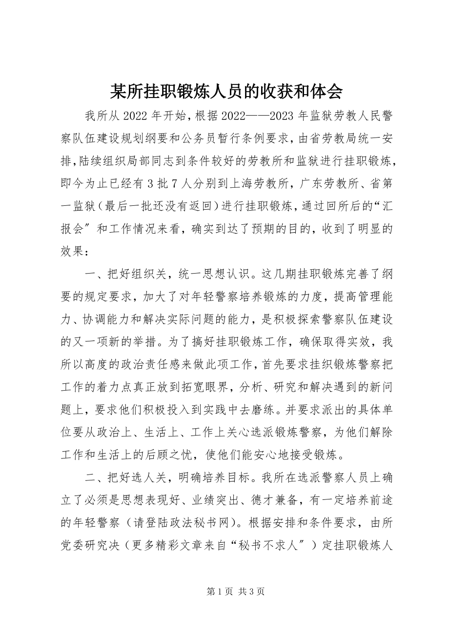 2023年xx所挂职锻炼人员的收获和体会.docx_第1页