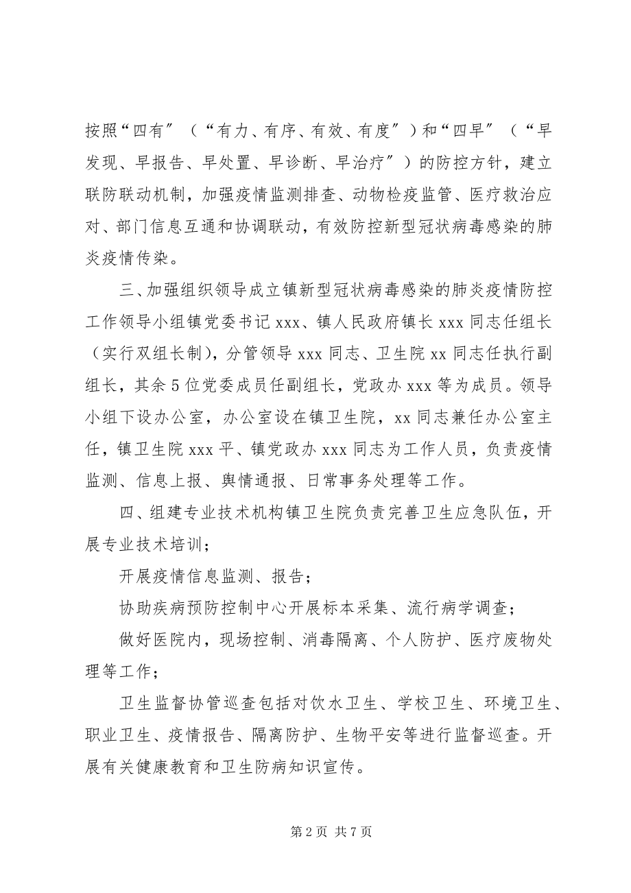 2023年乡镇新型冠状病毒感染的肺炎疫情防控工作方案2.docx_第2页