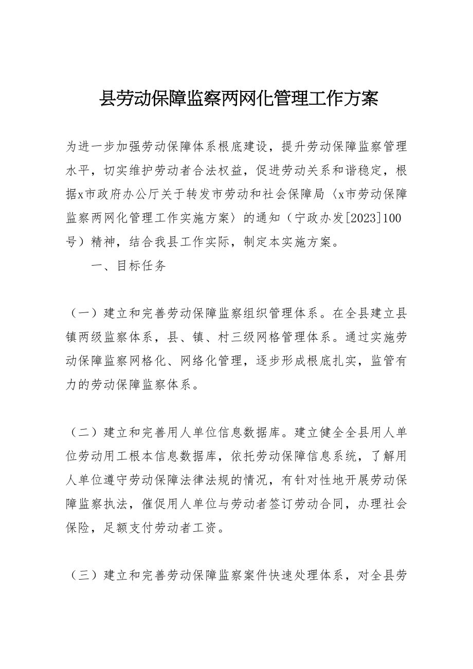 2023年县劳动保障监察两网化管理工作方案.doc_第1页