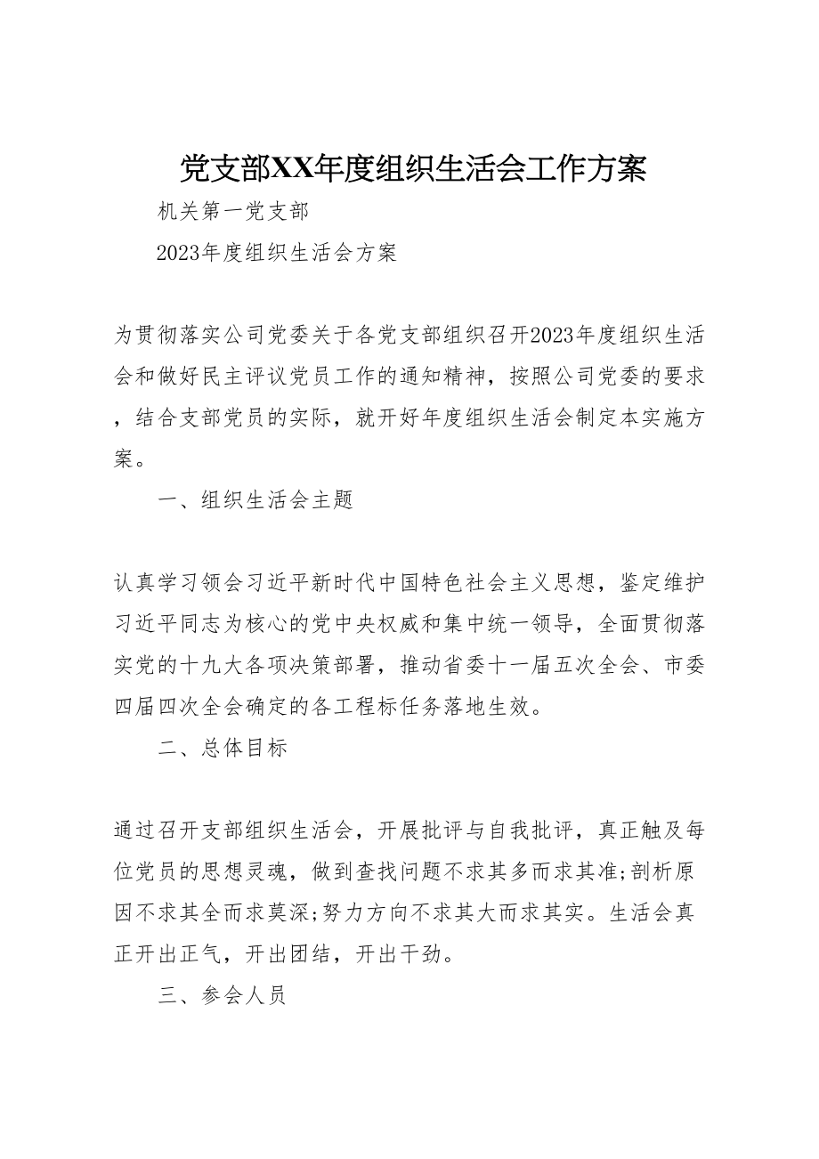 2023年党支部年度组织生活会工作方案 5.doc_第1页