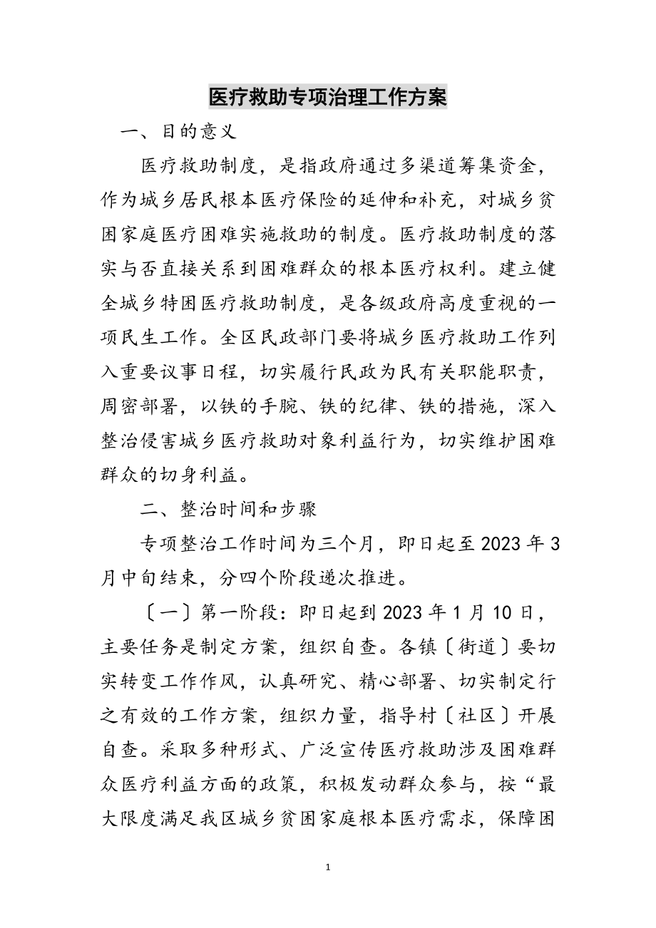 2023年医疗救助专项治理工作方案范文.doc_第1页