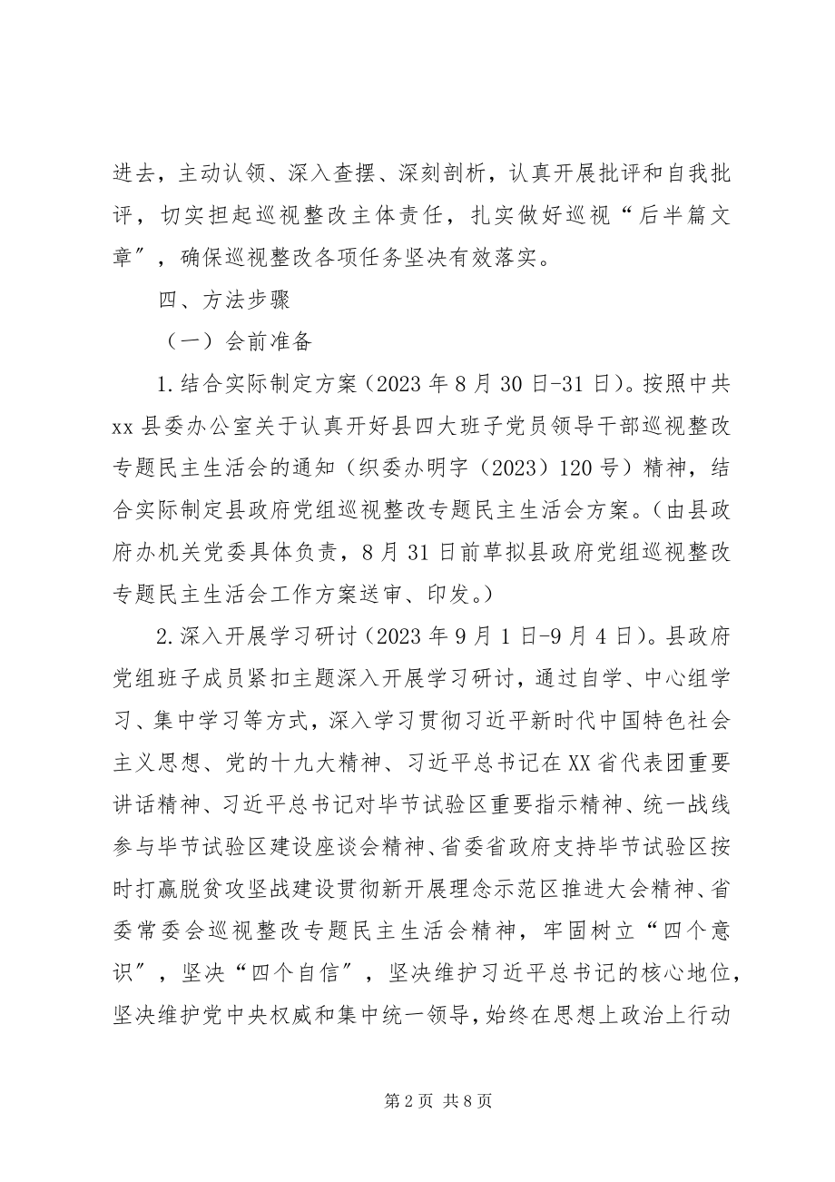 2023年人民政府党组巡视整改专题民主生活会工作方案.docx_第2页