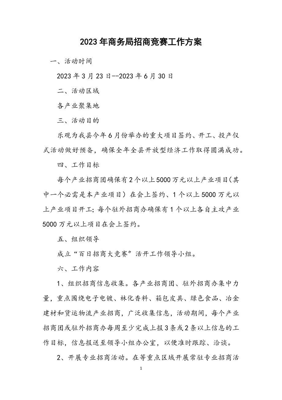 2023年商务局招商竞赛工作方案.docx_第1页