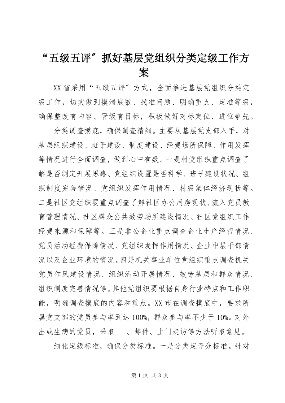 2023年五级五评抓好基层党组织分类级工作方案.docx_第1页