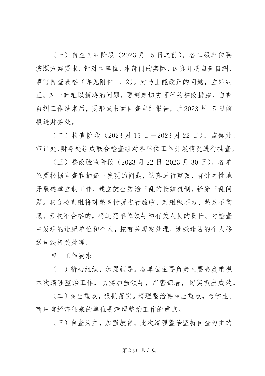 2023年南湖师大附中清理整治“乱收费乱罚款乱摊派”工作方案.docx_第2页