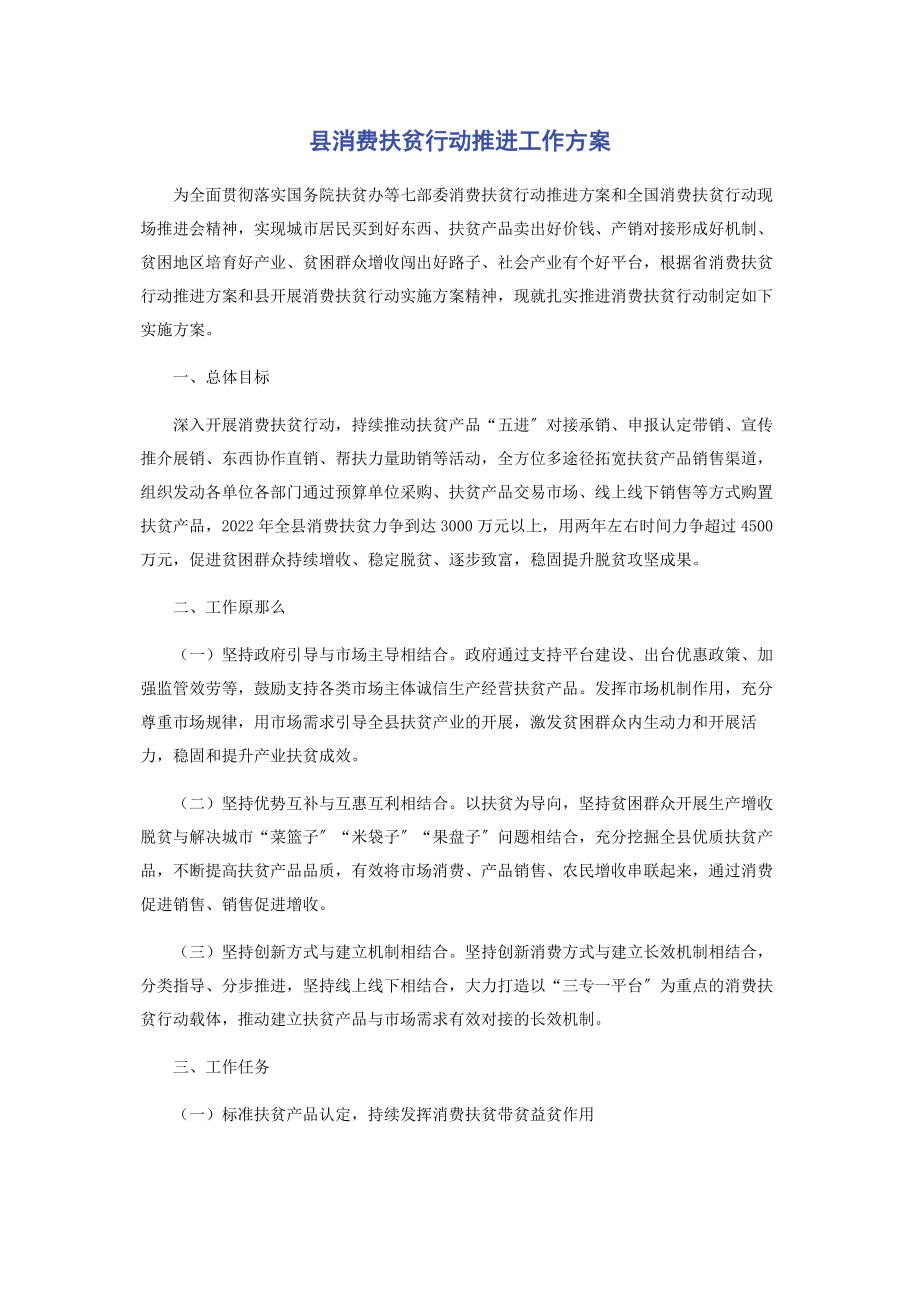 2023年县消费扶贫行动推进工作方案.docx_第1页