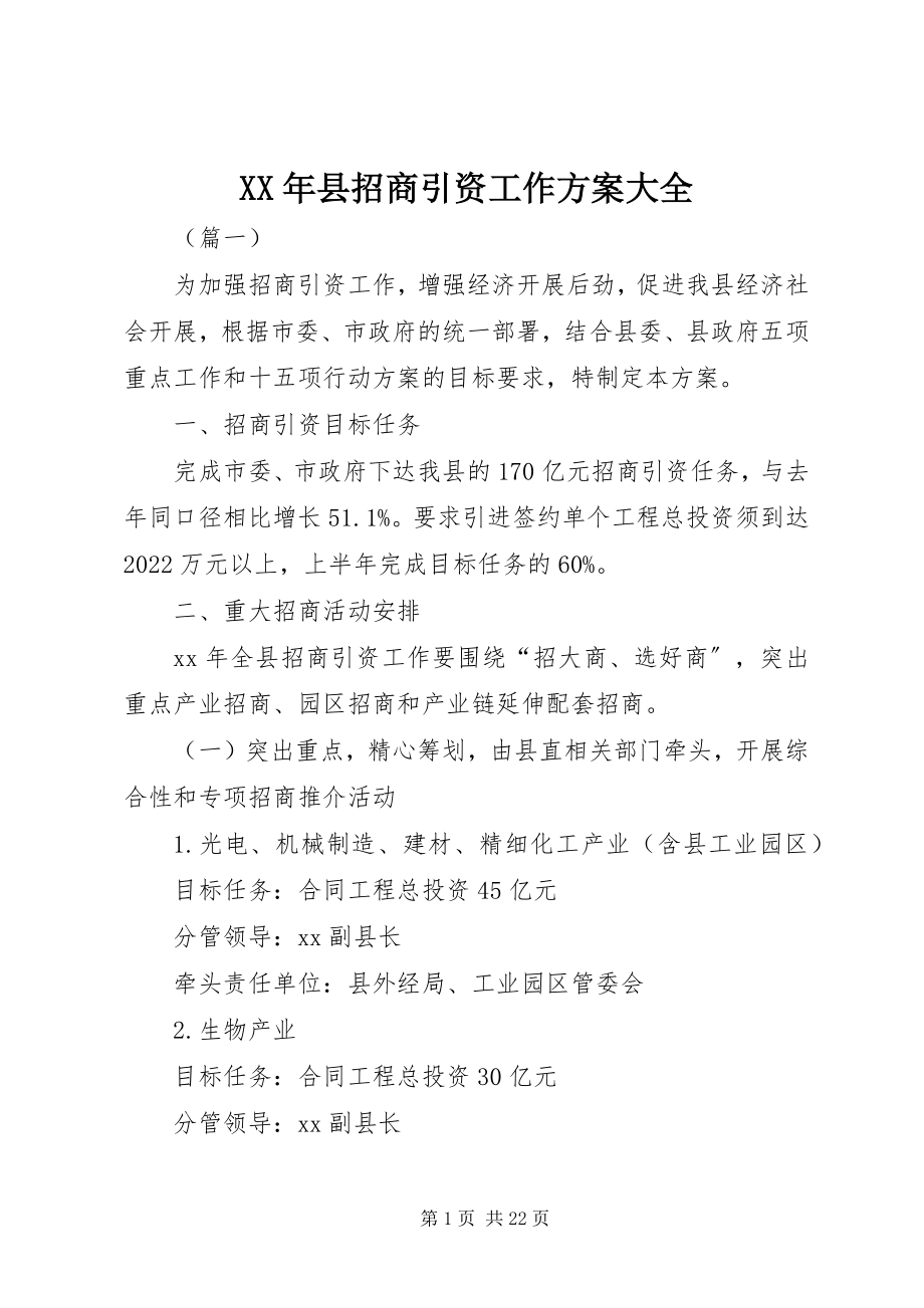 2023年县招商引资工作方案大全.docx_第1页