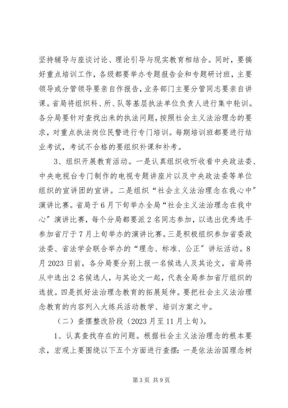 2023年公安局社会主义法治理念教育工作方案.docx_第3页