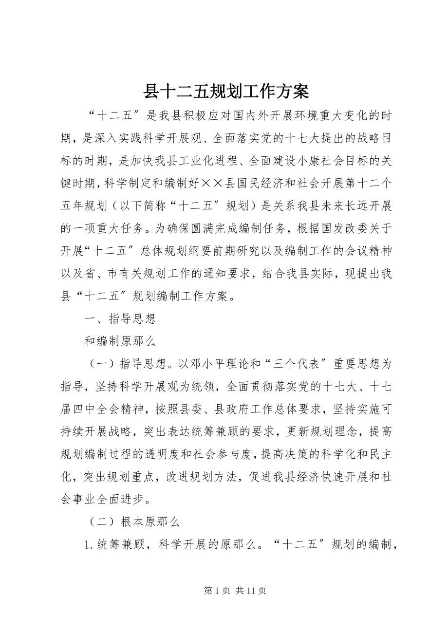 2023年县十二五规划工作方案.docx_第1页