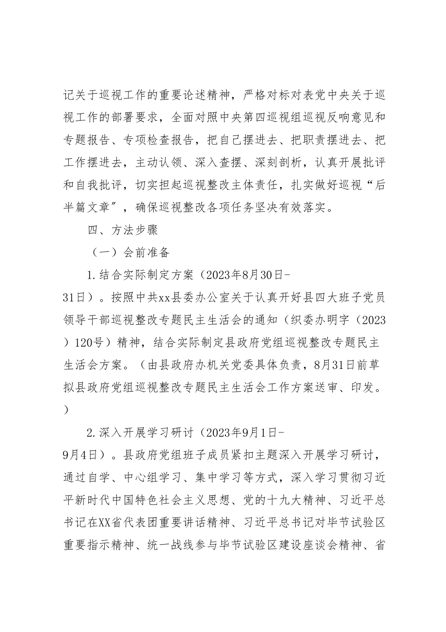 2023年人民政府党组巡视整改专题民主生活会工作方案.doc_第2页