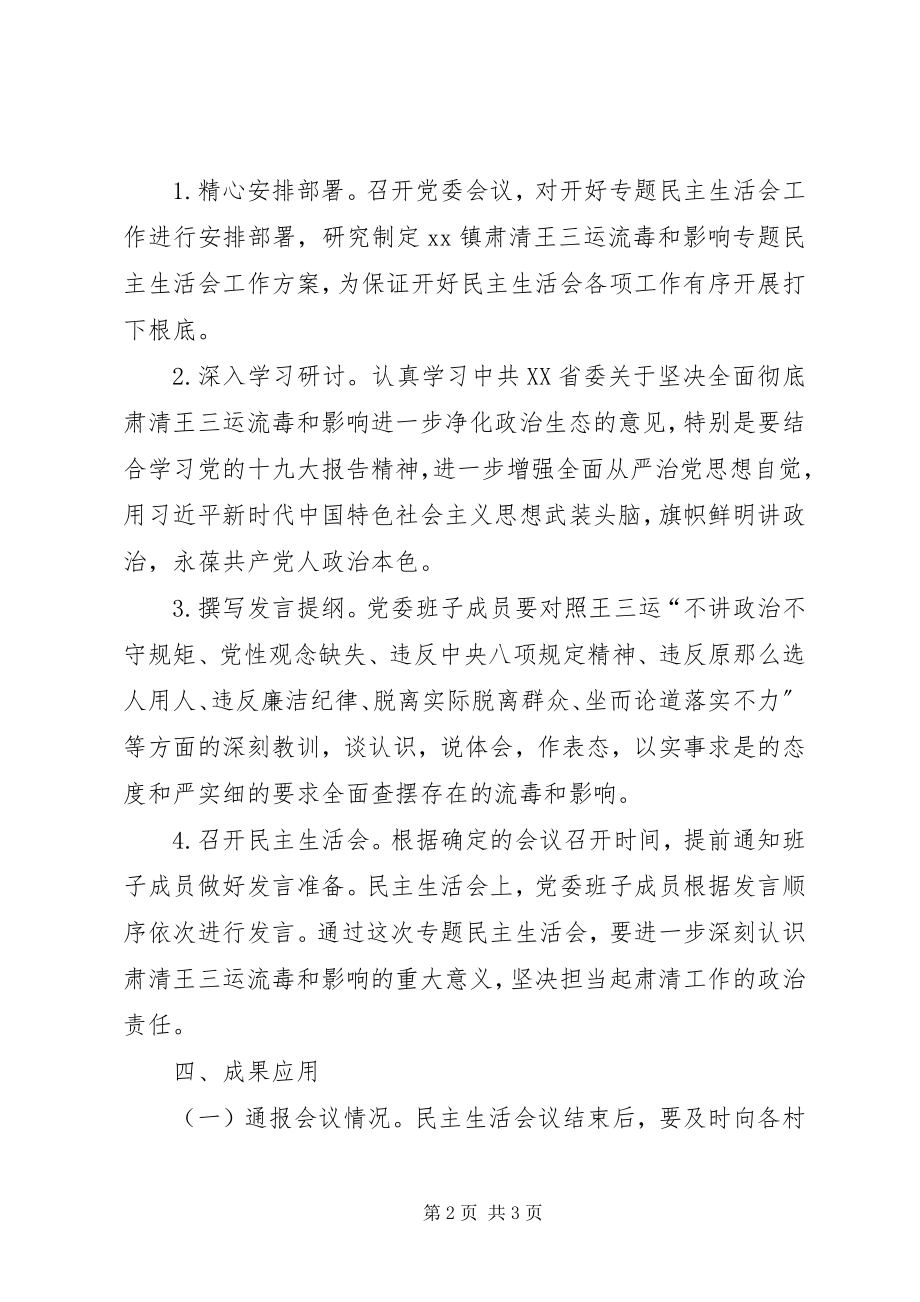 2023年乡镇肃清王三运流毒和影响专题民主生活会工作方案.docx_第2页