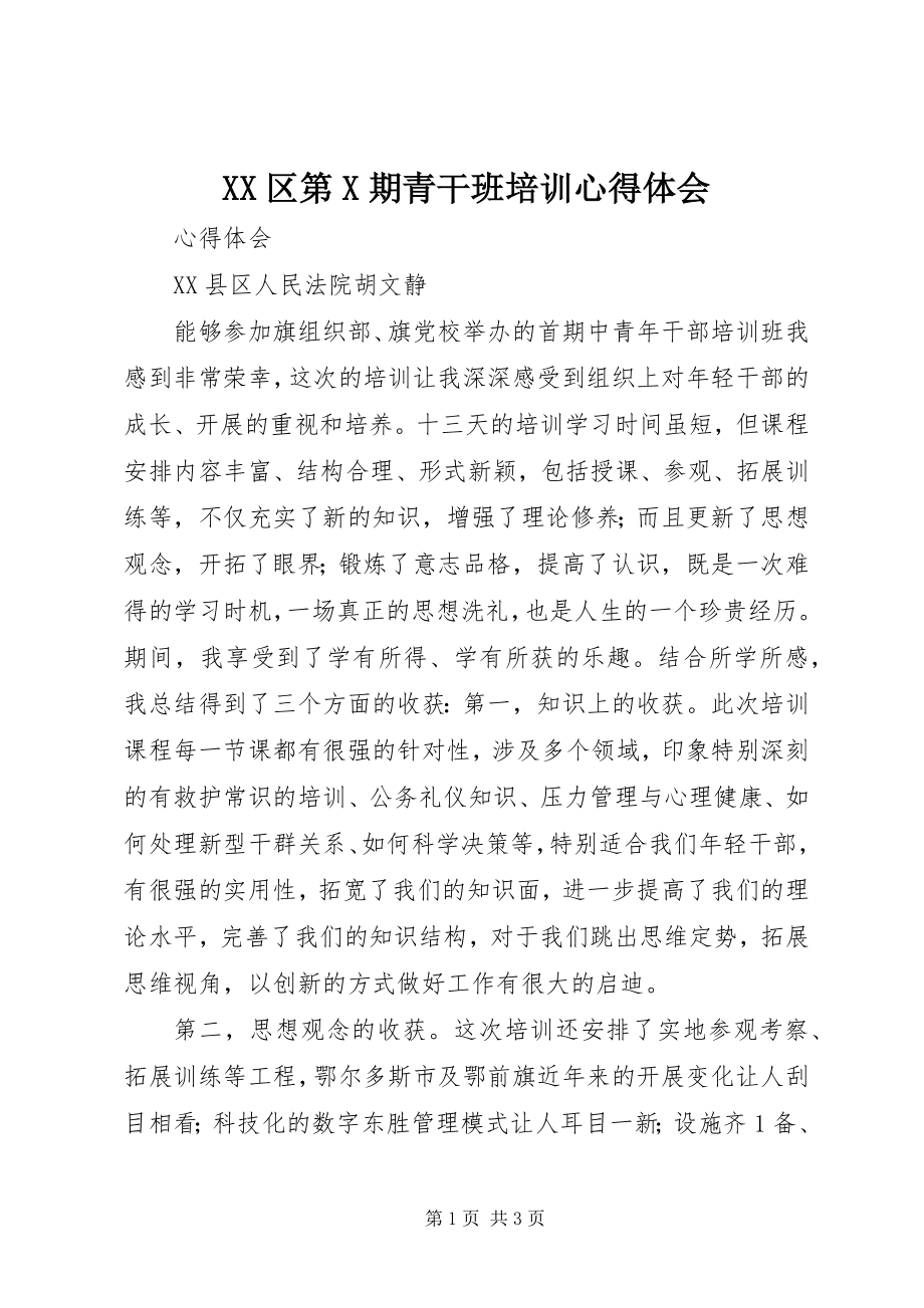 2023年XX区第X期青干班培训心得体会新编.docx_第1页