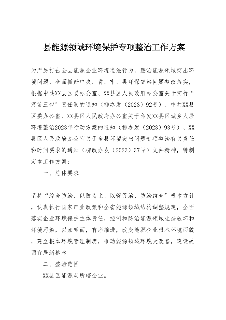 2023年县能源领域环境保护专项整治工作方案.doc_第1页