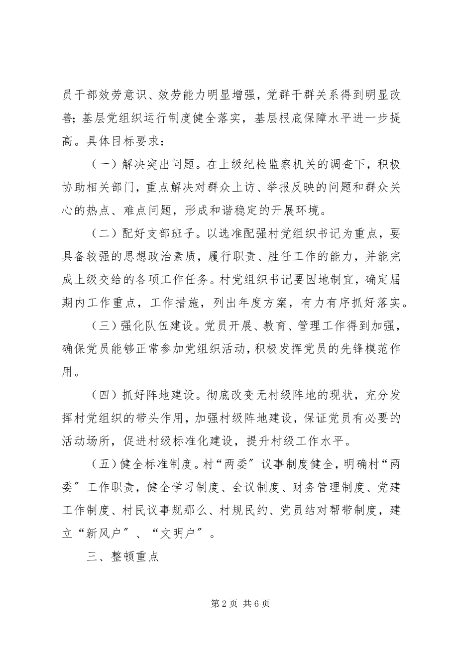 2023年农村后进党组织整顿工作方案.docx_第2页