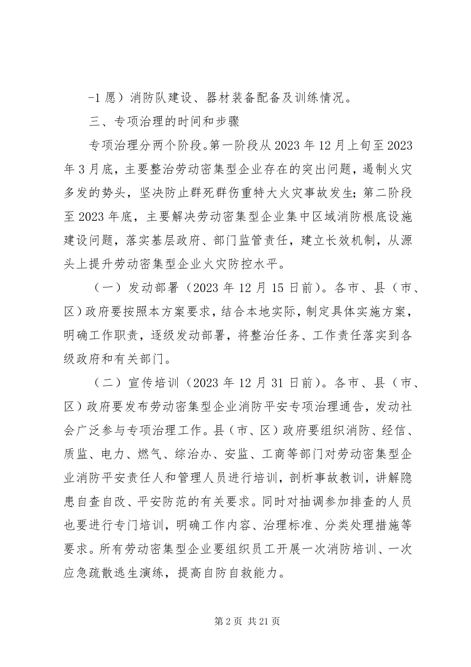 2023年劳动密集型企业消防安全专项治理工作方案.docx_第2页