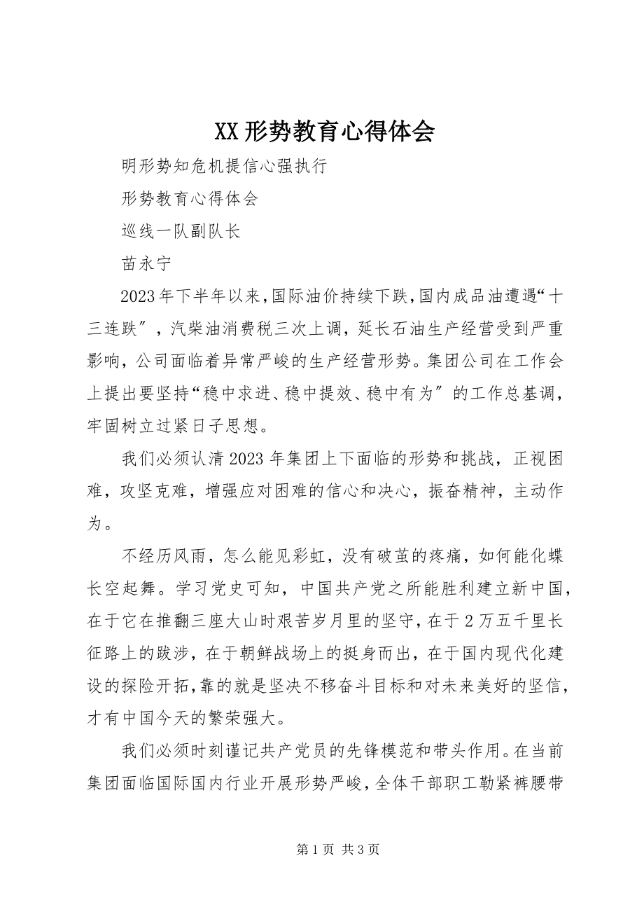 2023年XX形势教育心得体会新编.docx_第1页