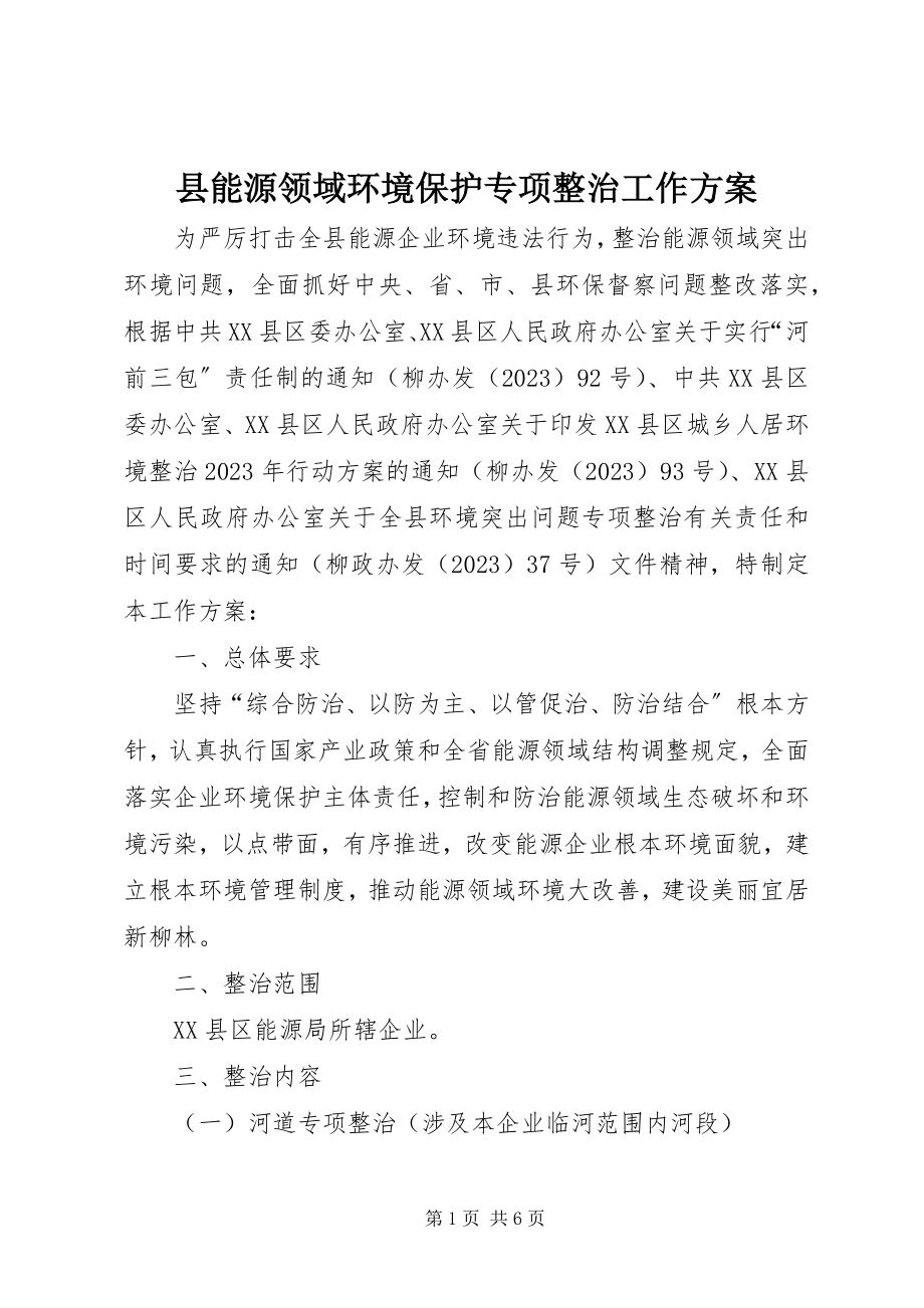 2023年县能源领域环境保护专项整治工作方案.docx_第1页