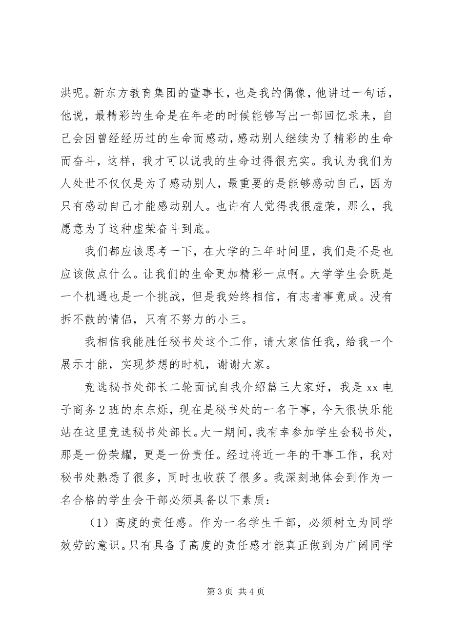 2023年竞选秘书处部长二轮面试自我介绍.docx_第3页