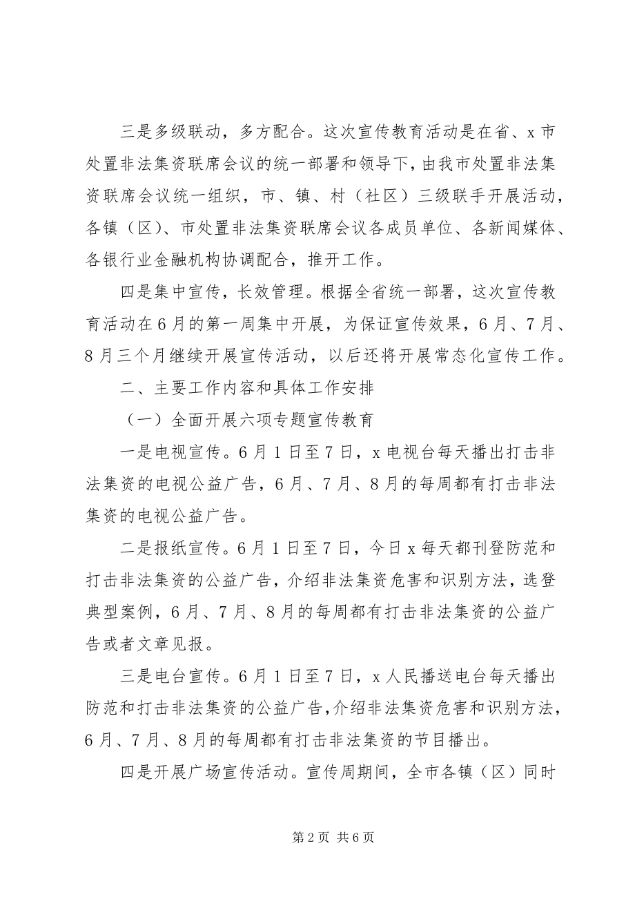 2023年市打击非法集资宣传周活动工作方案.docx_第2页