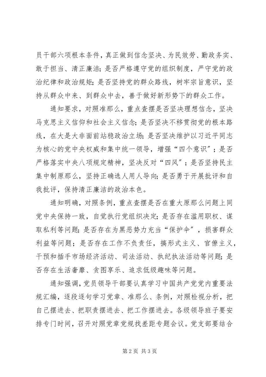 2023年在主题教育中对照党章党规找差距的工作方案.docx_第2页