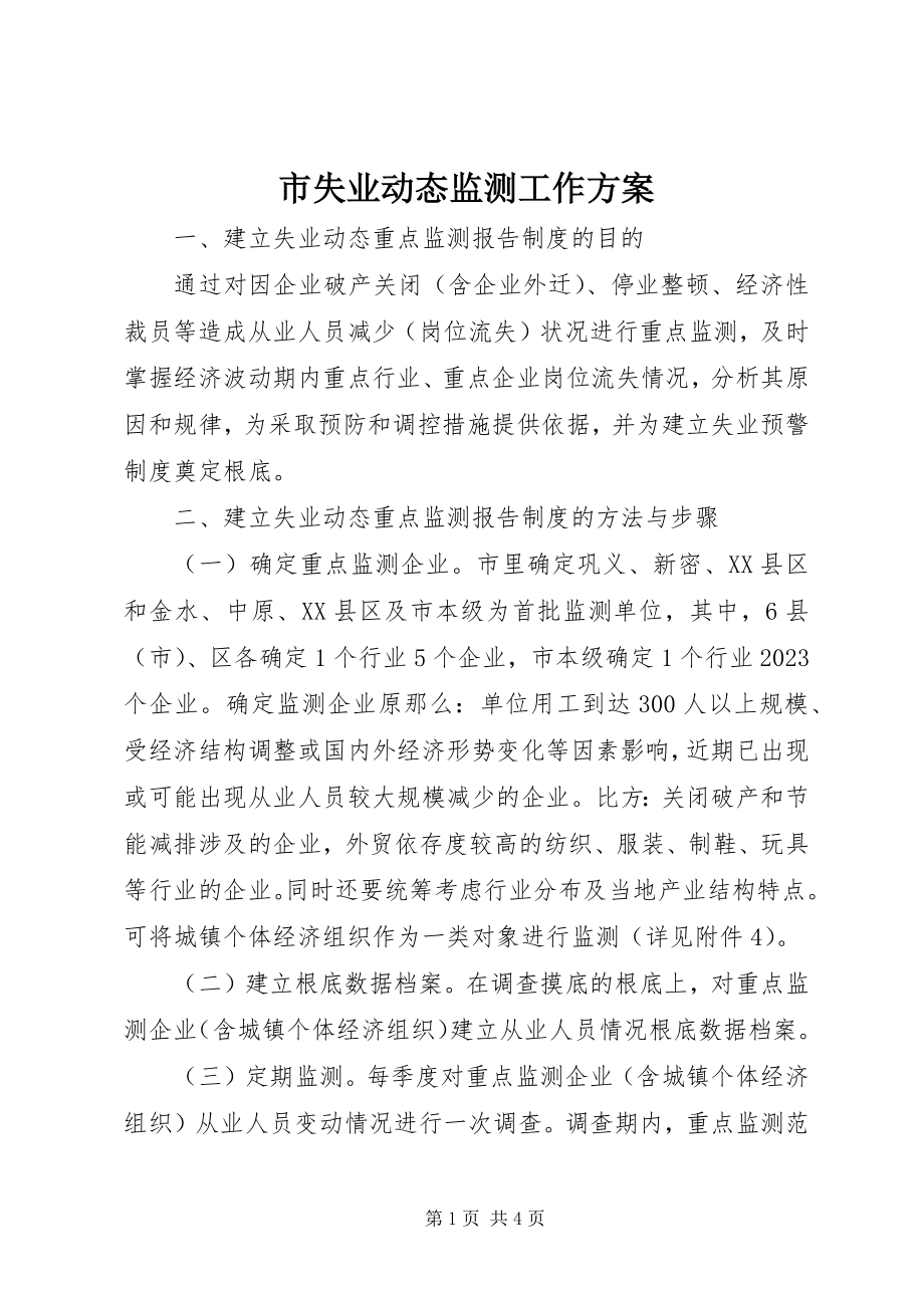 2023年市失业动态监测工作方案.docx_第1页