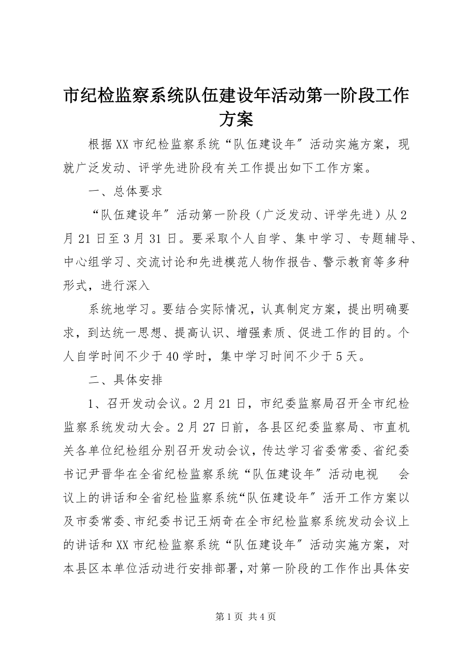 2023年市纪检监察系统队伍建设年活动第一阶段工作方案.docx_第1页