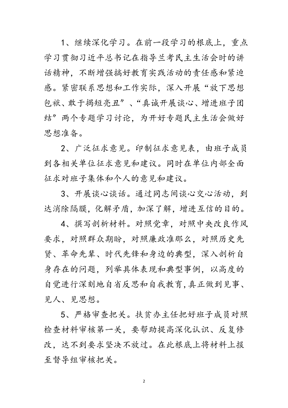 2023年扶贫办专题民主生活会工作方案范文.doc_第2页