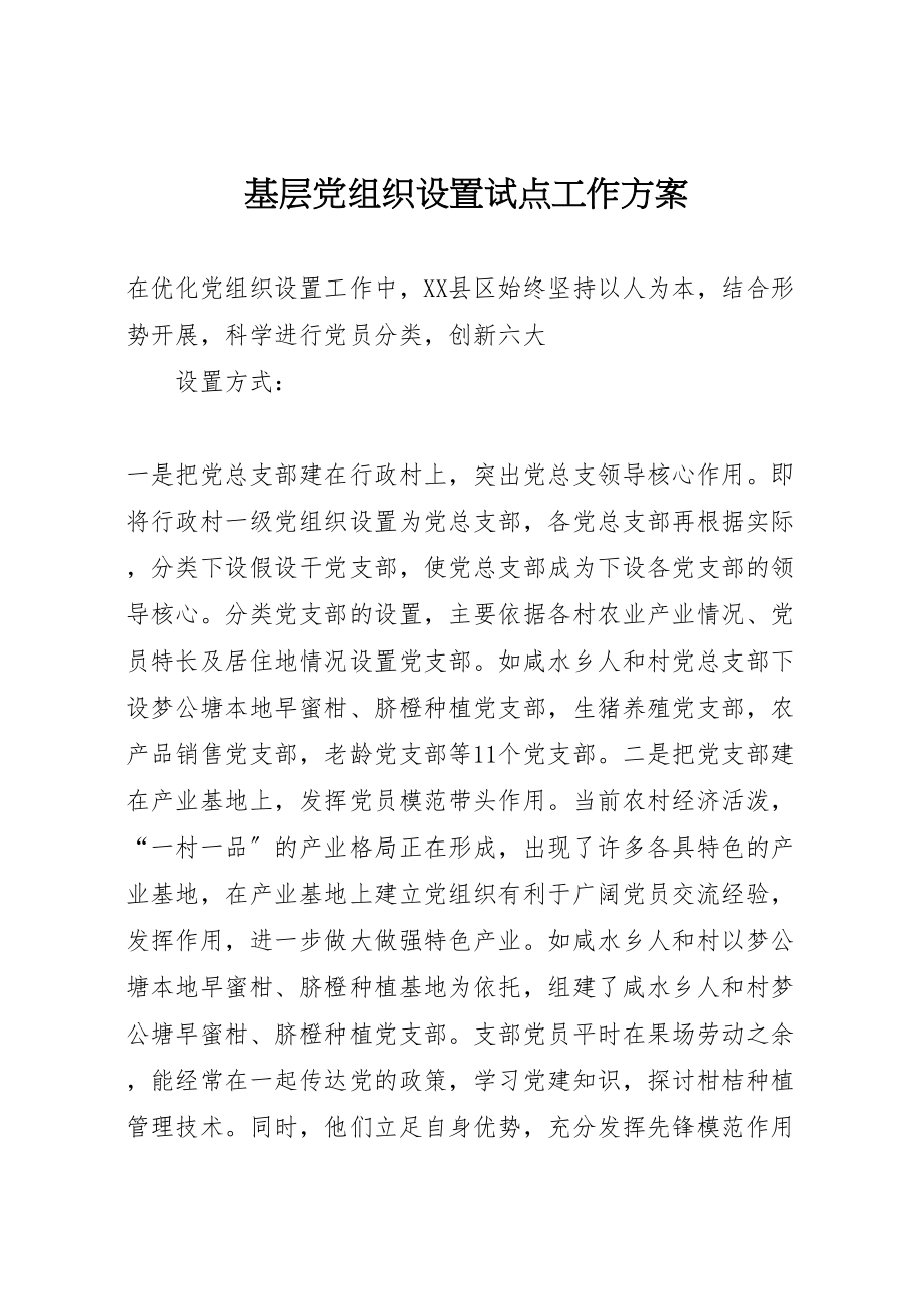 2023年基层党组织设置试点工作方案 2.doc_第1页