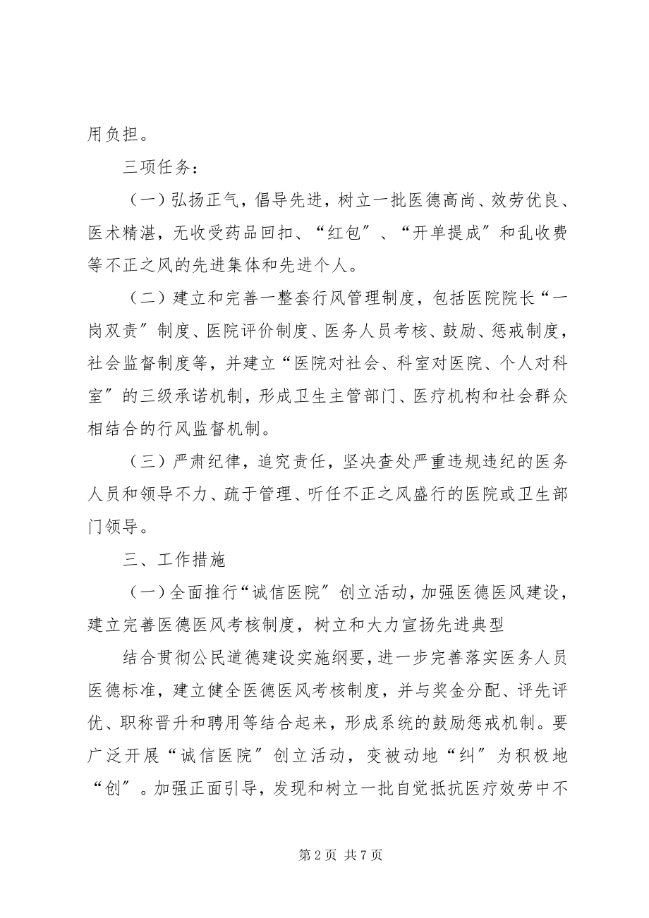 2023年市卫生系统纠正医疗服务中不正之风专项治理工作方案.docx_第2页