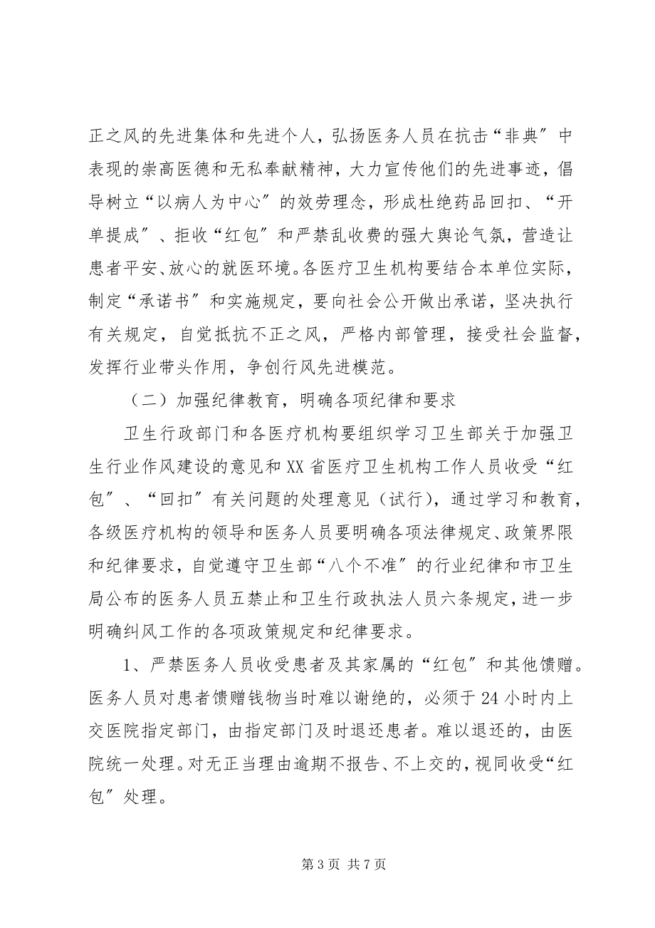 2023年市卫生系统纠正医疗服务中不正之风专项治理工作方案.docx_第3页