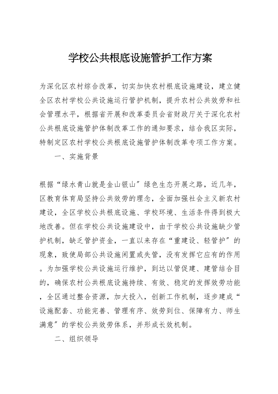 2023年学校公共基础设施管护工作方案.doc_第1页