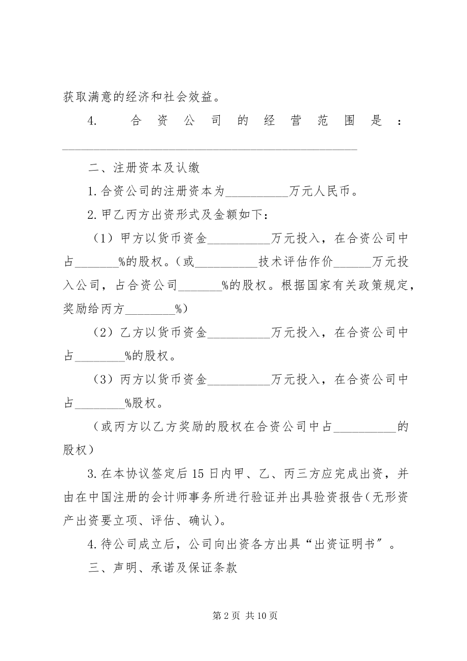 2023年合资成立公司合同.docx_第2页