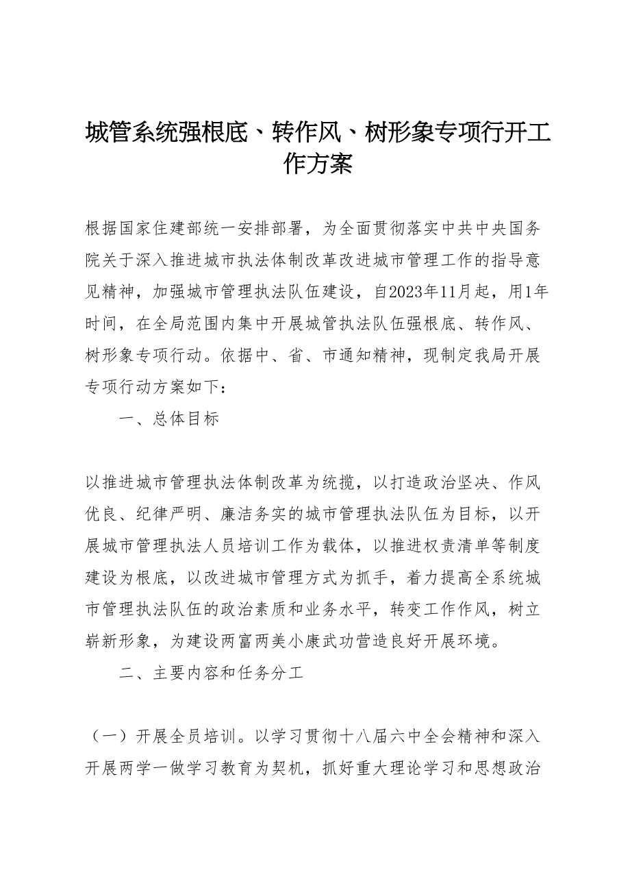 2023年城管系统强基础转作风树形象专项行动工作方案 .doc_第1页