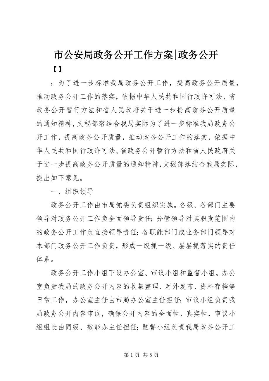 2023年市公安局政务公开工作方案政务公开.docx_第1页