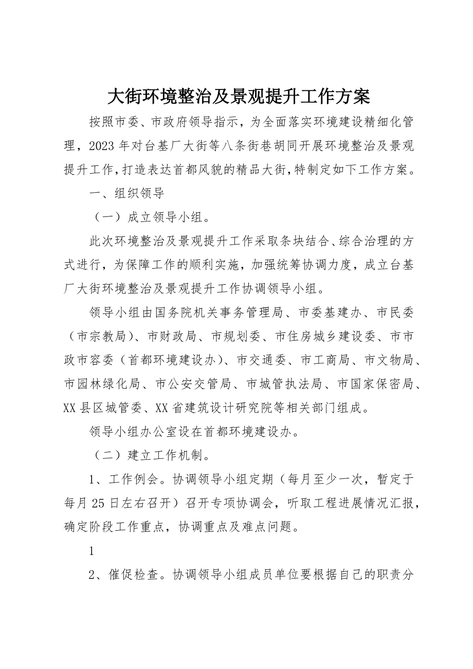 2023年大街环境整治及景观提升工作方案新编.docx_第1页